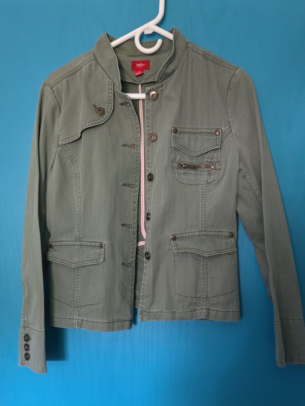 Mossimo Light Olive Utility Jacket with Stand Collar